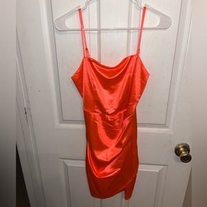 Women’s orange satin dress